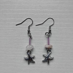 Starfish Dangle Earrings with Pink Accents
